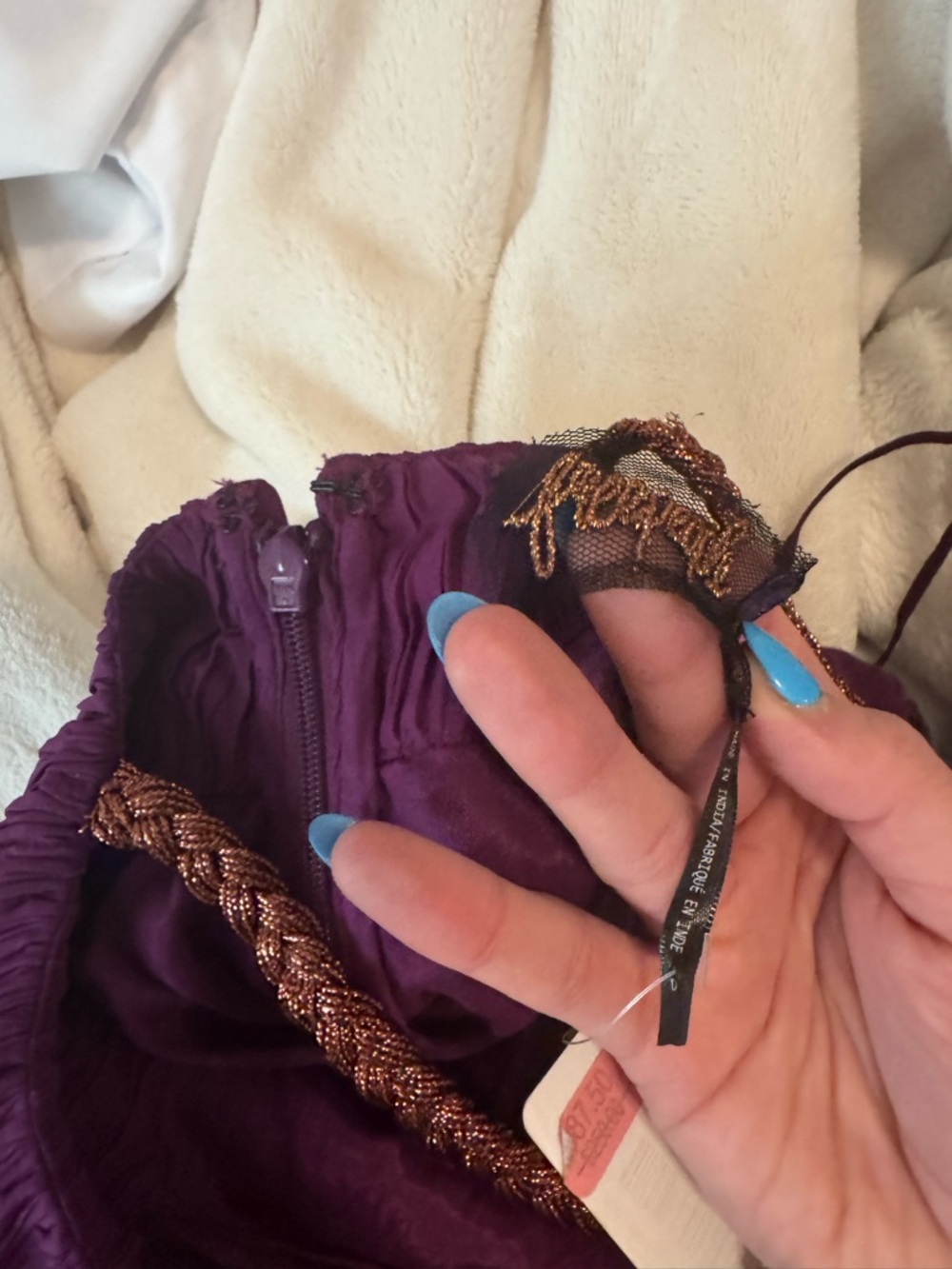 Free People Purple Halter Dress with Colorful Embroidered Front Panel - Picture 8 of 8